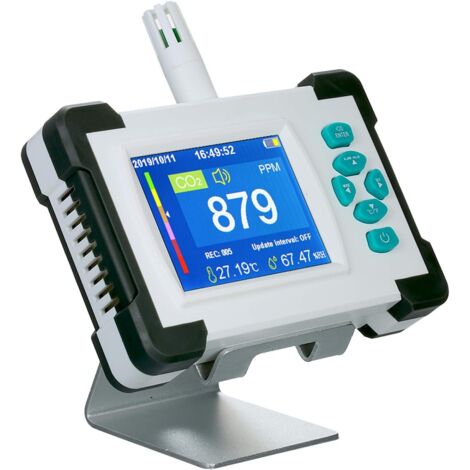 Probador de CO2 portátil, detector de dióxido de carbono con batería recargable, pantalla TFT de 3,2 pulgadas con termómetro e higrómetro, con estuche de almacenamiento
