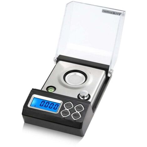 Báscula digital profesional de alta precisión para miligramos, 50 g/0,001 g, minibáscula electrónica para polvos para joyas de oro, báscula de quilates, peso digital con pinzas y bandeja