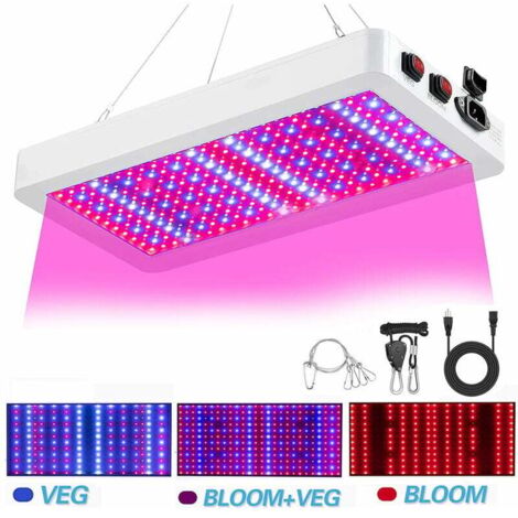 Luz de cultivo LED para plantas de interior 1000/2000W Luz de cultivo 216/312 LED de espectro completo Vegetales y flores Las plantas de interior crecen con luz con termómetro de cuerda de guirnalda p