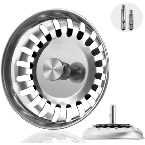 Desagüe de fregadero - 80 mm - Acero inoxidable - Universal - Adecuado como pieza de recambio para fregaderos Blanco (1/5)