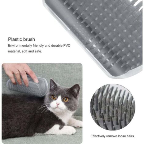 Paquete de 2 cepillos masajeadores para el cuidado de gatos, peine para gatos con hierba para gatos para masajear la picazón (gris) (1/4)