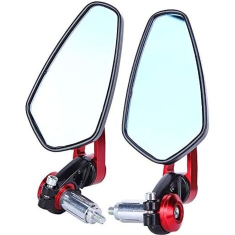 2 espejos retrovisores para manillar de motocicleta, de aleación de aluminio de 7/8" y 22 mm, universales, de gran angular y ajustables a 360 grados (rojo) (1/5)