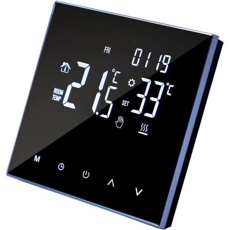 Termostato de calefacción inteligente: controlador de temperatura digital con pantalla táctil LCD, programable, dos modos en grados Celsius, calefacción por suelo radiante eléctrico para hogares intel