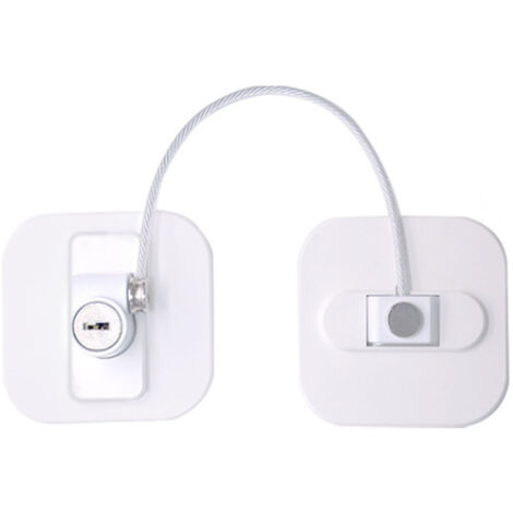 Cerradura para cajón de mostrador de té para refrigerador, sin perforaciones, cuadrada blanca, con llave (1/5)