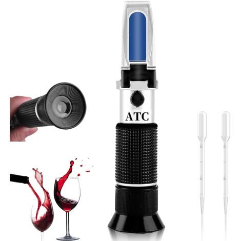 Refractómetro de alcohol portátil con ATC y doble escala (0-40% de azúcar, 0-25% de alcohol) para medir vino, cerveza y azúcar. (1/5)