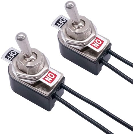 Interruptor de palanca SPST de 2 posiciones, encendido/apagado, 6 A CA, 125 V, 10 A CC, 12 V, cable conductor de 5,2", interruptor de palanca KNS-1 (1/5)