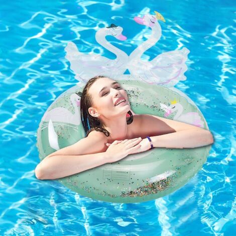 Flotador De Piscina Con Forma De Cisne – Anillo De Natación Con Lentejuelas – Tamaño 58x44x26 Cm – Para Niños De 5 A 9 Años – Rosa – Ideal Para Verano, Playa Y Piscina