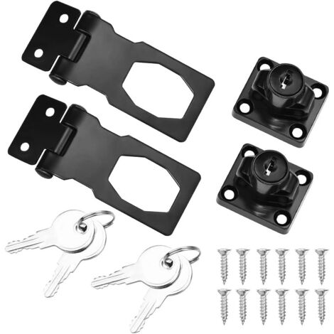 Cerradura para puerta de gabinete, cerradura para cajón, 2,5 pulgadas, abierta, negro brillante (1/5)
