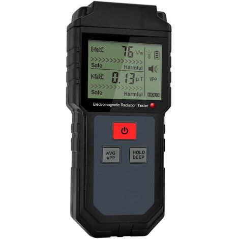 Detector de medidor EMF - Probador de radiación electromagnética portátil ET825 (pantalla LCD digital, 5 Hz -3500 MHz, alarma de luz y sonido, manual del usuario) - Negro (1/5)