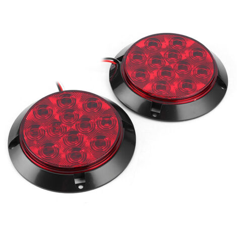 2 luces traseras redondas impermeables de 12 V y 24 V y 16 LED, luz de freno para barco, todoterreno y camión (1/5)