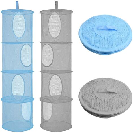 cestas de almacenamiento de malla colgantes, cesta de malla plegable de 4 niveles, organizador de almacenamiento plegable, bolsa de almacenamiento de juguetes colgantes para ropa pequeña, armario, via