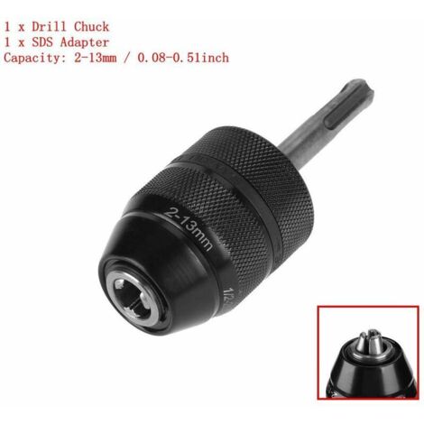 Mandril SDS sin llave, capacidad de 2 a 13 mm, convertidor de mandril de torno sin metal con accesorios de adaptador SDS, vástago SDS de cambio rápido para martillo eléctrico, BR-Life (1/4)