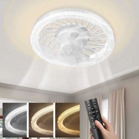 Ventiladores de techo con luces y control remoto, ventilador de techo de perfil bajo regulable, ventilador de techo empotrado E27