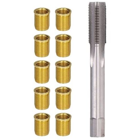 Herramientas de reparación de roscas de bujías, herramientas de reparación de orificios de rosca de bujías, insertos de metal M12x1.25, M14x1.25, macho de roscar de 14 mm, bujías