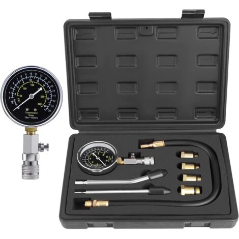Kit de probador de compresión, kit de prueba de presión de manómetro de compresión de cilindro de motor de gasolina para automóvil motocicleta automotriz