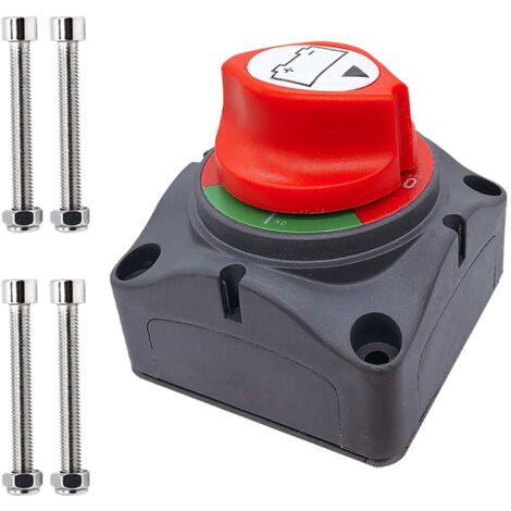 Interruptor de batería, aislador de interruptor maestro de batería de 12-48 V para automóviles, vehículos, vehículos recreativos y embarcaciones (encendido/apagado) (1/5)