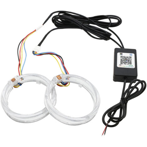 Angel Eyes - Faros delanteros redondos multicolor con anillo de halo, con control por aplicación, para la modernización de los faros del coche (1/5)