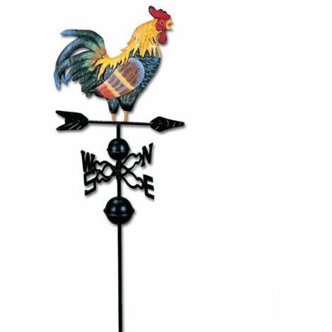 Veleta de metal con forma de gallo, veleta para vallas de jardín, estaca para tejados de patio, veleta, adorno decorativo colorido