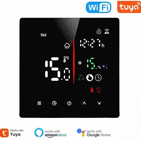 Termostato WiFi Inteligente Termostato Calentador de Agua 3A de Eficiencia Energética para Calentar Agua, Conexión de Aplicación de Voz WiFi Compatible con Amazon Alexa, Asistente de Google (Negro, co