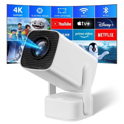 Miniproyector de vídeo portátil, proyector SEPYMP 4k, altavoz independiente de 5 vatios, 1080P HD, 350 ANSI, Android 11, Netflix y YouTube preinstalados.