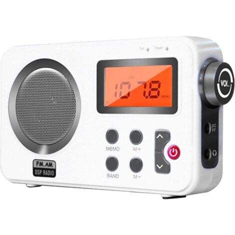 Radio con altavoz para ducha, radio FM/AM con pantalla LCD, radio estéreo portátil con puerto para auriculares, 20 emisoras presintonizadas, para baño, jacuzzi y playa.