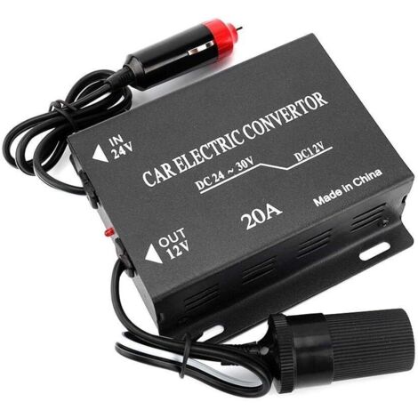Convertidor de potencia para automóvil de 20 A, convertidor de potencia para automóvil, transformador reductor de 24 V, tipo encendedor de cigarrillos de 12 V (1/5)