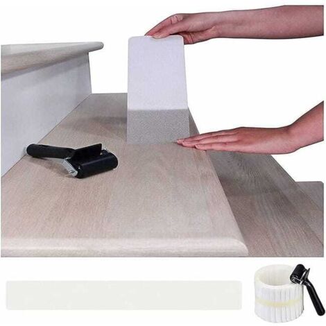 Peldaños de Escalera Antideslizantes de 15 x 15 x 80 cm, Cinta Adhesiva Transparente, Tiras Antideslizantes, Pegatinas de Seguridad (1/5)