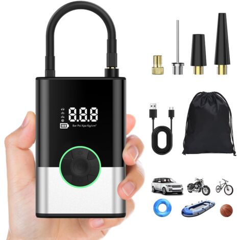 Mini bomba de aire eléctrica de 6000 mAh, compresor de aire portátil, inflador de neumáticos inalámbrico de 150 PSI con pantalla LCD digital, bomba de aire recargable para automóvil, bicicleta, motoci