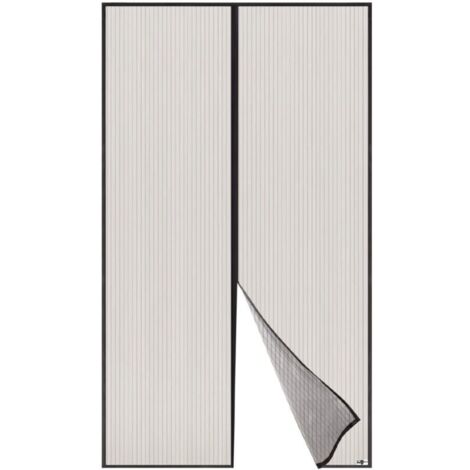 Puerta mosquitera magnética, cortina de malla, cierre magnético de arriba a abajo con autobloqueo, mantiene el aire fresco adentro (130 x 210 cm, negro)