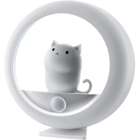 Luz nocturna con sensor de movimiento y ajuste de brillo, modelo gato, recargable, tamaño 7,9/3,3 cm (1/4)