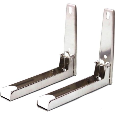 Soporte para horno microondas de acero inoxidable para montaje en pared, soportes de estante plegables ajustables para accesorios de cocina del hogar con tornillos, carga máxima 35 kg, color plateado (1/5)