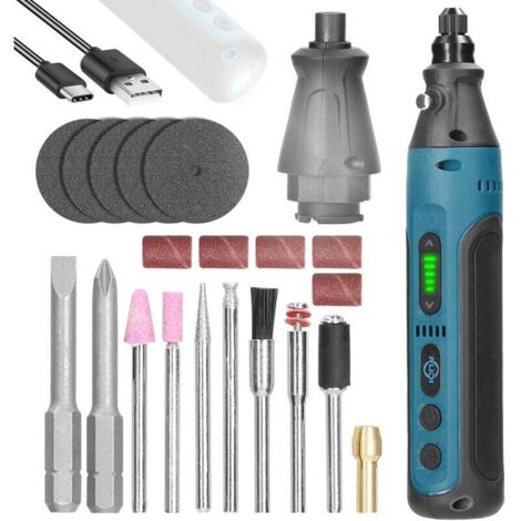 Kit de destornillador eléctrico multifunción 2 en 1, inalámbrico, recargable, tipo C, 2 puntas de destornillador, 7 puntas de amoladora con luz LED (multicolor) (1/5)