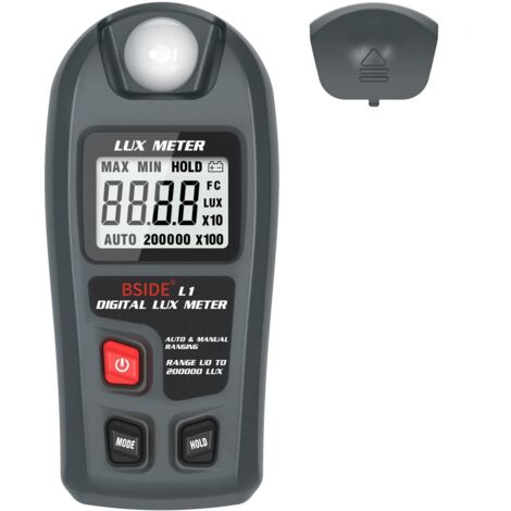 Medidor de lux digital de 0,1 a 200.000 lux para medir la luz en jardinería, fotografía, plantas, lámparas de cultivo y fotómetro de luz ambiental. (1/5)
