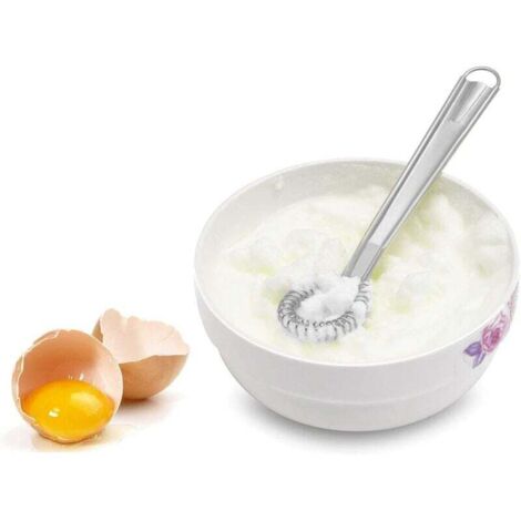 Cuchara mágica en espiral para cocinar, batidor de acero inoxidable, mecha, batidor de mano, espumador, minimezclador cremoso de acero inoxidable (plateado) (1/4)