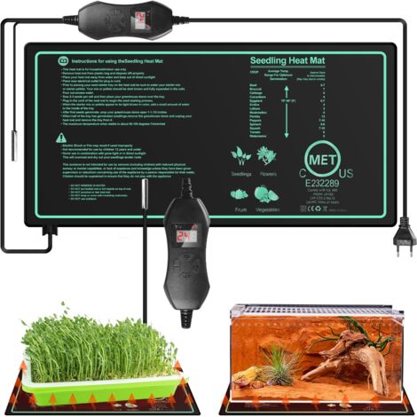 Esterilla calefactora para plantas con termostato: 10 x 20,75 pulgadas, esterilla calefactora segura para plantas, 50 W, esterilla calefactora duradera para invernadero de interior, esterilla calefact (1/5)