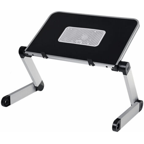Soporte para computadora portátil ajustable de 360°, mesa ergonómica plegable para computadora portátil, sofá cama, bandeja para computadora portátil con ventilador de refrigeración (negro) (1/5)