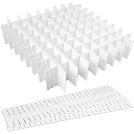 Organizador de cajones ajustable, 16 piezas divisor de cajón de rejilla ajustable, caja de almacenamiento de plástico multifuncional para ropa interior, calcetines, cosméticos, suministros de oficina (1/5)