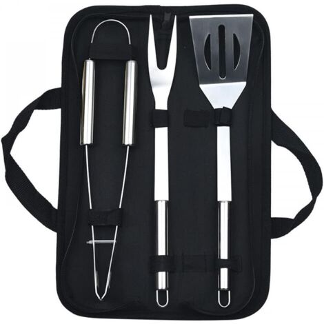 Kit de herramientas para barbacoa de acero inoxidable (3 piezas, 5 piezas, 20 piezas) para picnic, camping, viajes, cocina, barbacoa, 3 piezas (1/5)