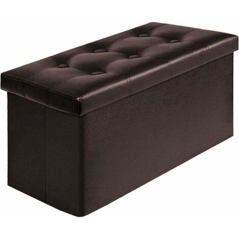 Taburete de almacenamiento plegable Asiento de almacenamiento para baúl Reposapiés Caja plegable Carga máxima 300 kg 76 x 38 x 38 cm (Marrón) (1/5)