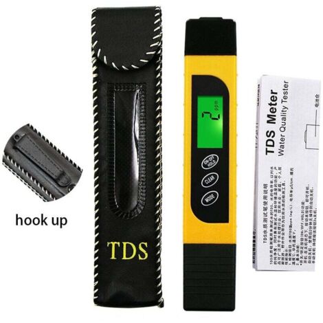 Paquete de probador de calidad del agua Medidor TDS preciso y confiable Medidor EC y medidor de temperatura 3 en 1 0-9990 ppm Medidor de prueba de agua Ideal para agua potable Acuario (Negro Amarillo) (1/5)