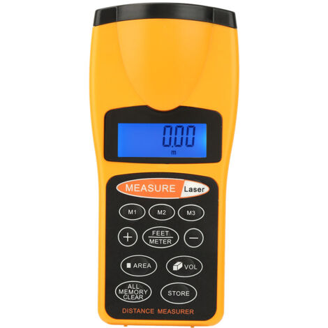 Medidor ultrasónico portátil CP-3007 con pantalla LCD y puntero para medir hasta 18 metros de alcance