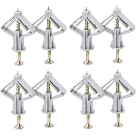 Juego de 50 tacos y tornillos para placas de yeso, tubo de expansión de plástico resistente para montaje en pared con tornillos avellanados para soportes de pared para TV con cavidades huecas para pan (1/5)