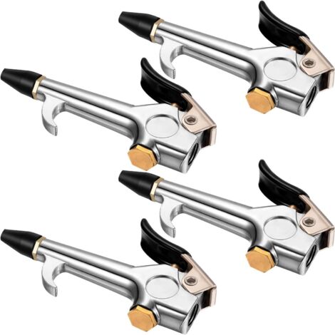 Paquete de 4 pistolas de soplado con palanca NPT de 1/4, boquilla de aire, pistola de soplado, limpieza de polvo, pistola sopladora con boquillas de goma y punta de seguridad, pistola de soplado, herr (1/5)