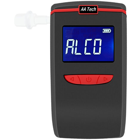 Alcoholímetro portátil con pantalla LCD digital, 4 unidades de medida, compatible con 2 boquillas. Bajo consumo y 350 últimas pruebas. (1/5)