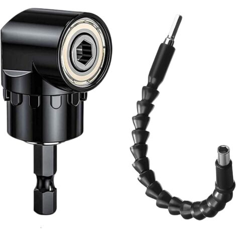 Adaptador de destornillador de 105° y kit de extensión de ángulo flexible, taladro de ángulo recto, destornillador angular, portapuntas angular multifuncional, adaptador de puntas para taladrar espaci (1/5)