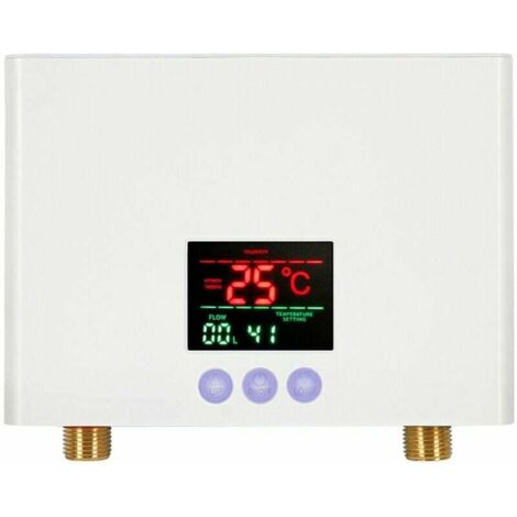 Calentador de agua instantáneo de 3KW, mini calentador de agua eléctrico sin tanque montado en la pared con pantalla LED, ajuste de temperatura de 3 niveles, control remoto para el hogar, la cocina y