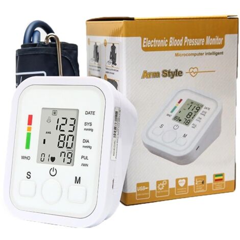 Tensiómetro electrónico profesional para brazo, tensiómetro automático con brazalete, memoria para 2 usuarios, pantalla LCD y brazalete ajustable. (1/5)