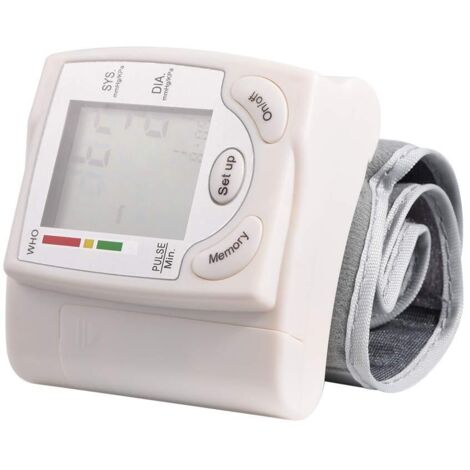 Monitor de presión arterial de muñeca, práctico y automático, digital, LCD, con brazalete para la muñeca, máquina de medición para el hogar. (1/5)