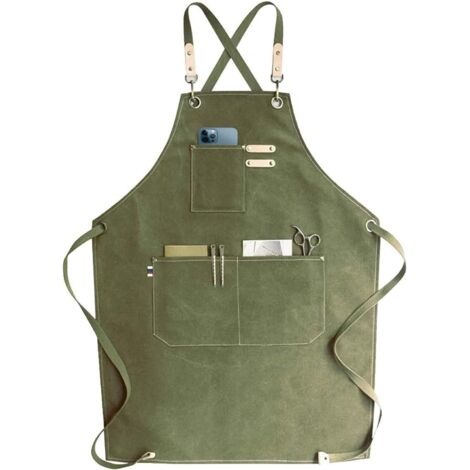 Delantal de lona para hombre y mujer - Delantal de cocina vaquero con bolsillos - Delantal para barbacoa para hombre y mujer - Delantales largos para cocinar, hornear y trabajar - Regalo para chef, ab