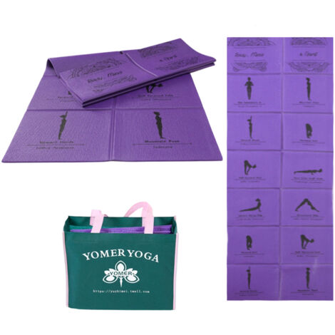 Esterilla de yoga plegable para mujer, esterilla de ejercicio antideslizante, apta para el hogar y el gimnasio, incluye bolsa de almacenamiento, apta para yoga, pilates y fitness, 173 x 61 cm x 5 mm d (1/5)